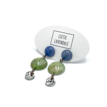 Load image into Gallery viewer, Marbled Mint &amp; Swirled Steel Blue Trinket Earrings