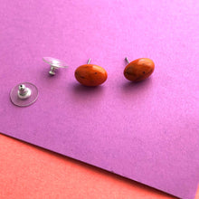 Load image into Gallery viewer, Coral Marbled Oval Button Stud Earrings