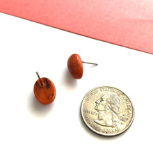 Load image into Gallery viewer, Coral Marbled Oval Button Stud Earrings