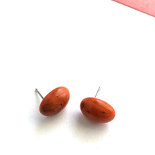 Load image into Gallery viewer, Coral Marbled Oval Button Stud Earrings