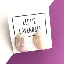 Load image into Gallery viewer, White Aurora Borealis Oval Stud Earrings