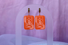Load image into Gallery viewer, Neon Orange Zodiac Earrings