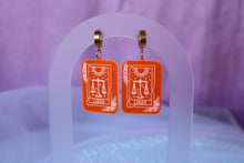 Load image into Gallery viewer, Neon Orange Zodiac Earrings