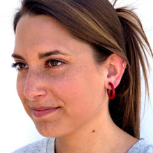 Load image into Gallery viewer, Black Lucite Mini Thread Hoop Earrings