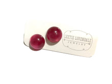 Load image into Gallery viewer, Cranberry Pink Moonglow Retro Button Stud Earrings