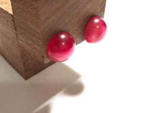 Load image into Gallery viewer, Cranberry Pink Moonglow Retro Button Stud Earrings