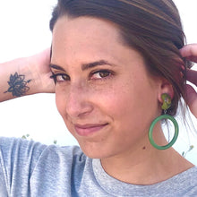 Load image into Gallery viewer, Olive &amp; Sage Flower Garden Donut Drop Earrings