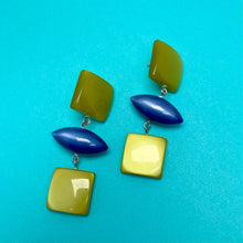 Load image into Gallery viewer, Olive &amp; Sapphire Moonglow Cubed Statement Earrings