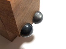 Load image into Gallery viewer, Charcoal Grey Moonglow Retro Button Stud Earrings