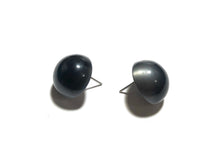 Load image into Gallery viewer, Charcoal Grey Moonglow Retro Button Stud Earrings