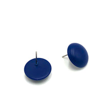 Load image into Gallery viewer, Navy Blue Matte Retro Button Stud Earrings