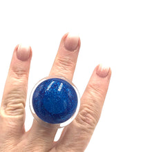 Load image into Gallery viewer, Blue Glitter Cocktail Ring