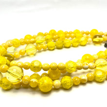 Load image into Gallery viewer, Lemon Yellow Crackle Mix Beaded Morgan Necklace *