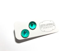 Load image into Gallery viewer, Emerald Green Transparent Retro Button Stud Earrings