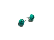 Load image into Gallery viewer, Emerald Green Transparent Retro Button Stud Earrings