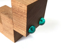 Load image into Gallery viewer, Emerald Green Transparent Retro Button Stud Earrings