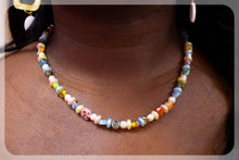 Load image into Gallery viewer, Floral Sea Glass Beaded Necklace