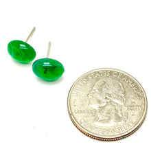 Load image into Gallery viewer, Emerald Green Marbled Oval Stud Lucite Earrings