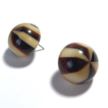 Load image into Gallery viewer, Brown &amp; Beige Caramel Candy Retro Button Stud Earrings