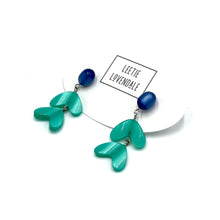 Load image into Gallery viewer, Blue &amp; Green Ivy Drop Earrings *