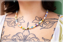 Load image into Gallery viewer, Floral Sea Glass Beaded Necklace