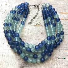 Load image into Gallery viewer, Navy and Teal Frosted Lucite Sylvie Statement Necklace