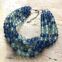 Load image into Gallery viewer, Navy and Teal Frosted Lucite Sylvie Statement Necklace