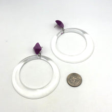 Load image into Gallery viewer, Clear &amp; Lilac Moonglow Iris Earrings