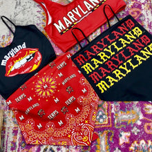 Load image into Gallery viewer, Maryland Terps Lips Black Spaghetti Tank