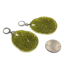 Load image into Gallery viewer, Olive Green Paisley Teardrop Earrings