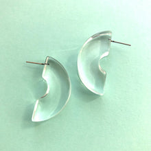 Load image into Gallery viewer, Clear Art Deco Half Circle Stud Earrings
