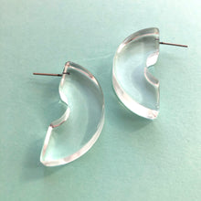 Load image into Gallery viewer, Clear Art Deco Half Circle Stud Earrings