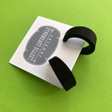 Load image into Gallery viewer, Black Matte Velvet Tapered Mini Marilyn Hoop Earrings