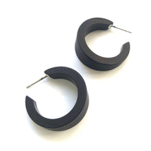 Load image into Gallery viewer, Black Matte Velvet Tapered Mini Marilyn Hoop Earrings