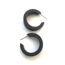 Load image into Gallery viewer, Black Matte Velvet Tapered Mini Marilyn Hoop Earrings