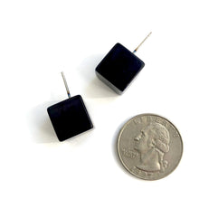 Load image into Gallery viewer, Black Lucite Jumbo Cube Stud Earrings