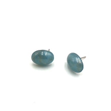 Load image into Gallery viewer, Ice Blue Marbled Oval Stud Earrings