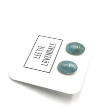 Load image into Gallery viewer, Ice Blue Marbled Oval Stud Earrings
