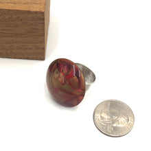 Load image into Gallery viewer, Ruby &amp; Gold Marbled Lucite Silver Cocktail Ring