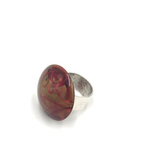 Load image into Gallery viewer, Ruby &amp; Gold Marbled Lucite Silver Cocktail Ring