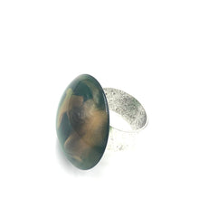 Load image into Gallery viewer, Emerald &amp; Gold Marbled Lucite Silver Cocktail Ring