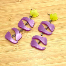 Load image into Gallery viewer, Lemon &amp; Lilac Moonglow Shield Statement Earrings