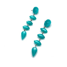 Load image into Gallery viewer, Teal Moonglow Baby Pod Statement Earrings *