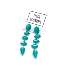Load image into Gallery viewer, Teal Moonglow Baby Pod Statement Earrings *