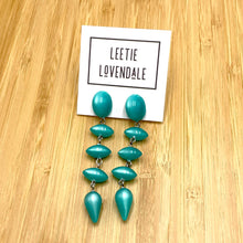 Load image into Gallery viewer, Teal Moonglow Baby Pod Statement Earrings *