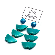 Load image into Gallery viewer, Emerald &amp; Zircon Capiz Moonglow Verti Statement Earrings *