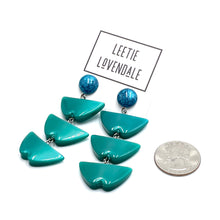 Load image into Gallery viewer, Emerald &amp; Zircon Capiz Moonglow Verti Statement Earrings *