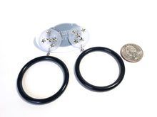 Load image into Gallery viewer, Black &amp; Clear Frosted Star &amp; Go Go Mod Hoop Geo Drop Earrings