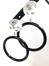Load image into Gallery viewer, Black &amp; Clear Frosted Star &amp; Go Go Mod Hoop Geo Drop Earrings