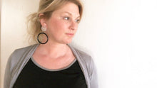 Load image into Gallery viewer, Black &amp; Clear Frosted Star &amp; Go Go Mod Hoop Geo Drop Earrings